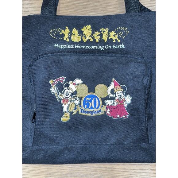 Disneyland 50th Anniversary Embroidered Extra Large Tote Bag Mickey & Minnie - Picture 2 of 11
